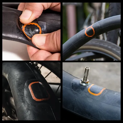 Vista 2 de Kit de reparación de parches para neumáticos interiores de bicicleta, kit de parches de punción de tubo de bicicleta, 30 parches de vulcanización