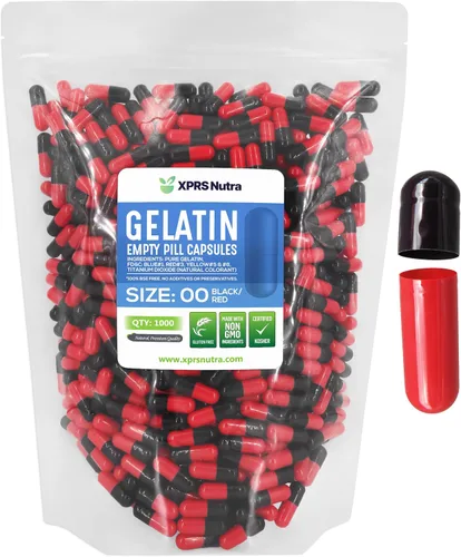 XPRS Nutra Size 00 Empty Capsules - 1000 Count Empty Gelatin Capsules - Pills DIY Capsule Filling - Fillable Pill Gel Caps for Do-It-Yourself