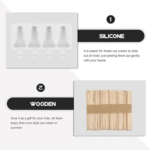 Vista 5 de YARNOW Moldes para paletas de hielo para árbol de Navidad, bandejas reutilizables de 4 ranuras para paletas con moldeador de fácil liberación, molde