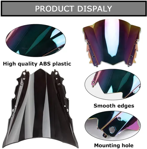 Vista 5 de PSLER Parabrisas doble burbuja para YZF R3 R25 2014-2018 2014 2015 2016 2017 2018 (iridio)