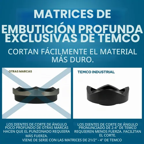 Vista 2 de TEMCo TH0037 - Juego de herramientas de 4 pulgadas con perforador hidráulico para conducto eléctrico, kit de herramientas KO