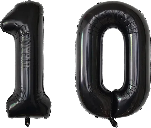 Vista 100 de Globos gigantes de números negros de 40 pulgadas, globos de aluminio de Mylar con helio para cumpleaños, globo número 0 para decoración de fiestas