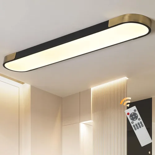Vista 15 de Qcyuui Luces LED de Techo Regulables 46.4'' Accesorios de Iluminación para Cocina de Techo Negro Empotrado con Control Remoto Luz de Techo Lineal