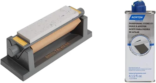 Smith's TRI6 Arkansas Tri-Hone - Sistema de afilado gris de 6 pulgadas, piedras finas, medianas y gruesas y aceite de piedra Norton