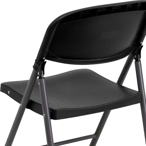 Vista 11 de Flash Furniture HERCULES Series Silla plegable de plástico negro con marco de carbón de 330 libras