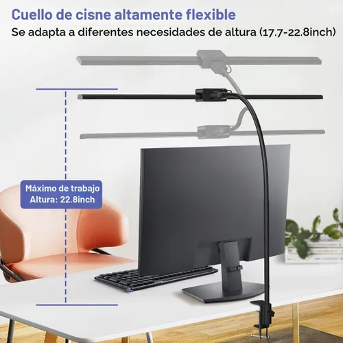 Vista 7 de EppieBasic Lámpara de escritorio LED, luz de escritorio de doble cabezal de 24 W, lámpara de mesa de trabajo de abrazadera de arquitecto, lámparas