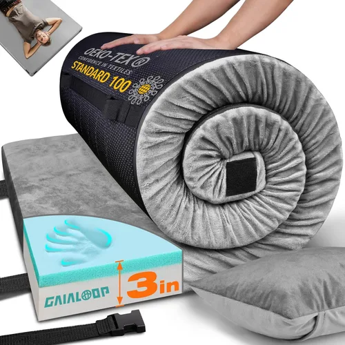 Vista 33 de GAIALOOP Colchón de Espuma Viscoelástica de 3 Pulgadas para Acampar, Almohadilla de Dormir de Doble Capa Gruesa para Coche, Tienda, Cama