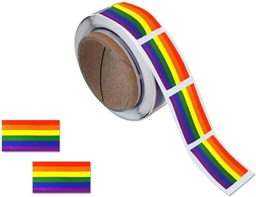 Vista 23 de Pegatinas de bandera bisexual para el mes del orgullo - Venta al por mayor Bi-Pride en un rollo (2 rollos - 500 calcomanías)