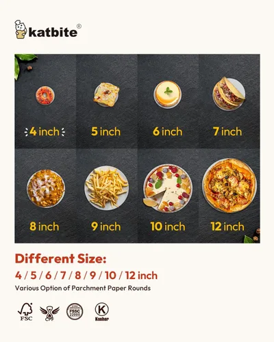 Vista 4 de Katbite - Rondas de papel pergamino de servicio pesado de 4 pulgadas, 200 piezas de rondas de papel pergamino para masas, uso para hornear pequeños