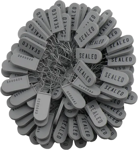 Vista 9 de Sellos de seguridad de candado de alambre de plástico numerados secuencialmente (paquete de 100) (negro)