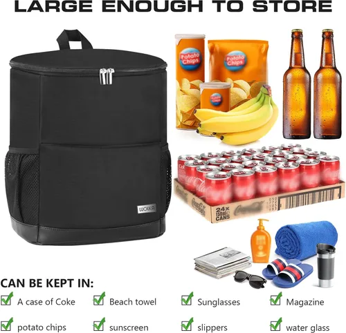 Vista 3 de Mochila Nevera Aislada para Exteriores - Mochila Nevera a Prueba de Fugas 30 Latas, Bolsa Nevera Impermeable Ligera para Retención de Calor/Frío