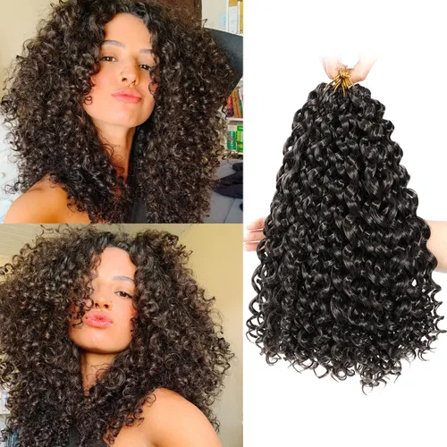 Vista 31 de Gogo Curl Cabello de Ganchillo Rizado de 8 Pulgadas Cabello Corto Rizado de Ganchillo para Mujeres Negras Rizo de Playa Onda de Agua Cabello Rizado
