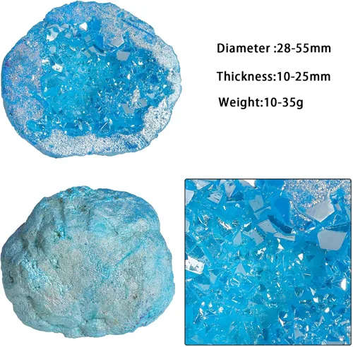 Vista 2 de TUMBEELLUWA Decoración de piedra de geoda de cristal con revestimiento de titanio irregular, espécimen de racimo de roca de arco iris natural