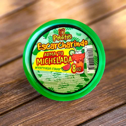 Vista 3 de Pablito's Watermelon - Pasta de inmersión de caramelo de tamarindo mexicano con borde de chamoy prémium de 8 onzas, hecha a mano para bebidas