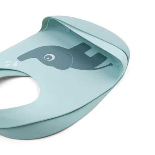 Vista 3 de Done by Deer Elphee - Babero de silicona azul, paquete de 2 baberos impermeables, ajustables y fáciles de limpiar con bolsillo grande