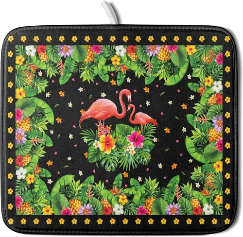 Vista 105 de Tapete de secado de platos con diseño de pájaro rojo de Feliz Navidad, absorbente y de secado rápido, protector para encimera de cocina, 18 x 24