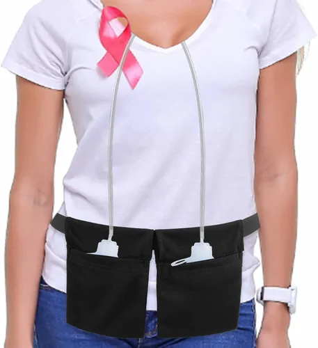 Vista 4 de Thinp Soporte de drenaje después de abdominoplastia, soporte de drenaje ajustable para mastectomía, bolsa de ducha, recuperación de cirugía