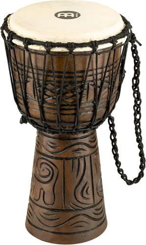 Instrumento de círculo de tambor de mano Djembe, Serie Headliner de caoba tallada — NO FABRICADO EN CHINA — Cuerdas de tejido africano Mali