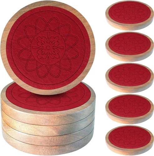 Vista 10 de Posavasos de madera para bebidas, Minacun conjuntos de posavasos absorbentes de 5, posavasos para bebidas para protección de mesa de café