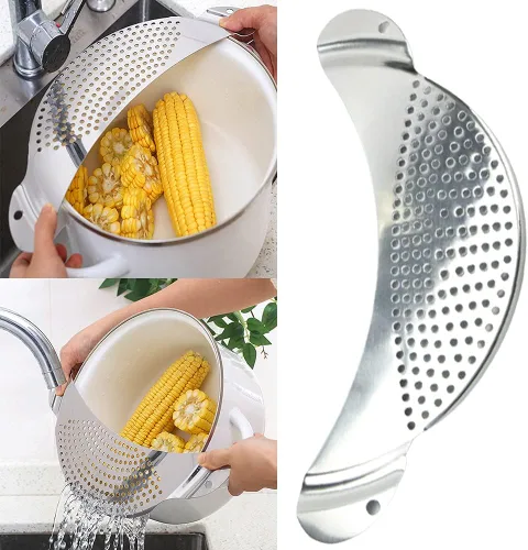 Vista 5 de Half-Moon - Colador de cacerola, colador para fideos de espagueti, grasa y verduras