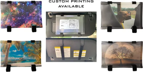 Vista 5 de Soporte para documentos para visera de vehículo. Perfecto para seguros y registros. Banda elástica negra y hebilla negra, fabricado en EE. UU