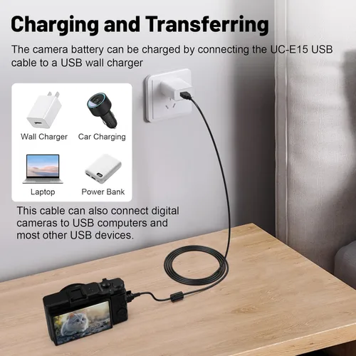 Vista 5 de Cable USB de repuesto UC-E4 con sincronización de fecha, cable de transferencia de fotos compatible con Nikon Digital SLR D300 D3000 D300S D3100 D3S