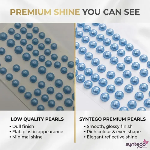 Vista 5 de Syntego 200 perlas autoadhesivas de 0.236 pulgadas – Calcomanías de perlas con parte trasera plana para manualidades, álbumes de recortes