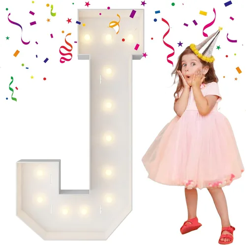 Vista 57 de 4 pies de alto, letras iluminadas con marco, letras enormes con marco, marco de globos en mosaico, letra grande para decoraciones de compromiso