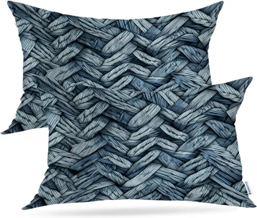 Vista 11 de Batmerry Autumn Maple Forest Throw Pillow Covers, Wooden Chair Houses Yellow Leaves Decorative Pillow Covers Digital Printing Blended Fabric for