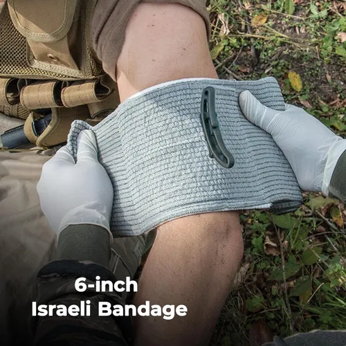 Vista 3 de Kit de primeros auxilios de supervivencia de 77 piezas con bolsa Molle, vendaje israelí de 6 pulgadas, kit táctico de primeros auxilios