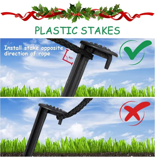 Vista 4 de Blulu 24 estacas inflables con correas y ganchos, estacas de plástico para patio, decoraciones de césped resistentes para inflables, Navidad