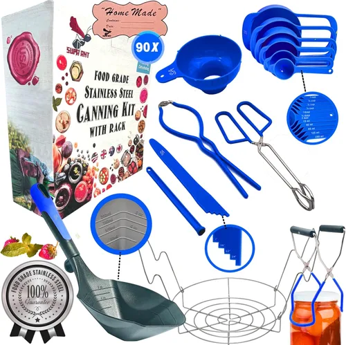 Vista 10 de Supa Ant Kit de iniciación de suministros para conservas negras, 10 piezas de accesorios para latas con estante para conservas, cucharón XL, embudo
