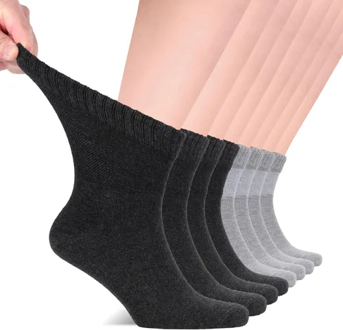 Vista 9 de Hugh Ugoli - Calcetines diabéticos para hombres, calcetines sueltos de tobillo, rayón derivado del bambú, extra anchos, delgados, punta sin