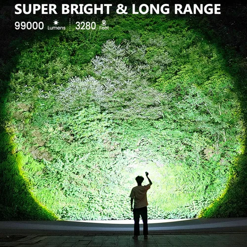 Vista 2 de Linternas de Altos Lúmenes, 99,000 Lúmenes Linterna LED Brillante Recargable, Potente Linterna Impermeable para Casa Camping Senderismo