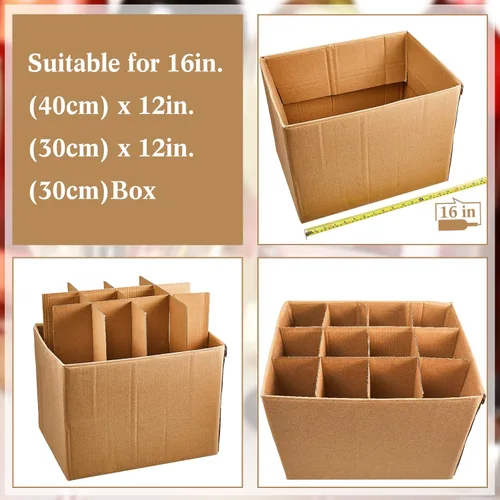 Vista 4 de Kits divisores de vidrio para cajas de mudanza, se adapta a cajas de 16 x 12 x 12 pulgadas, divisor de celdas de corrugado con 12 bolsas de espuma