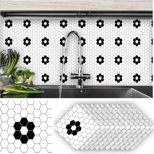 Vista 22 de Alwayspon 24 calcomanías mate para azulejos de pared, despegar y pegar, calcomanías de vinilo autoadhesivas para azulejos de cocina y baño, 6 x 6
