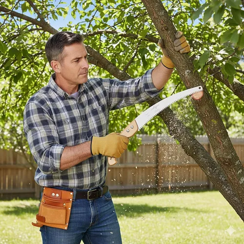 Vista 6 de Jameson HS-13TE-WH Sierra de mano de corte triple de 13 pulgadas con mango de madera, sierra de podar de grado profesional para cortes limpios