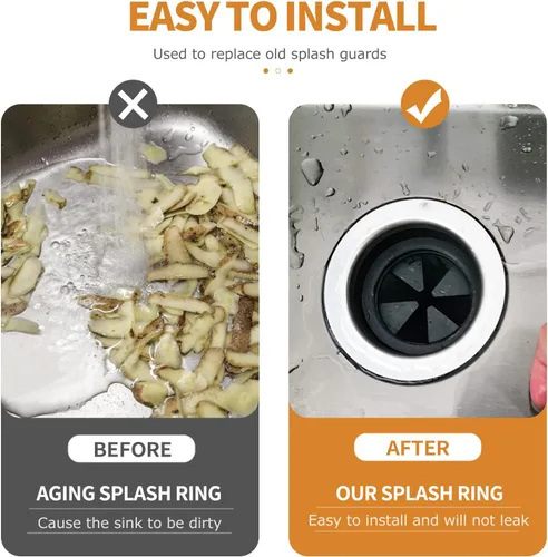 Vista 4 de Protector de salpicaduras de eliminación de basura mejorado, paquete de 2 unidades de goma EPDM de 3 1/8 pulgadas, eliminador de deflectores