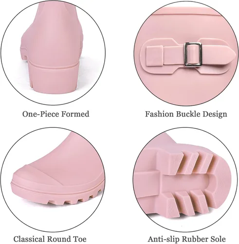 Vista 5 de DKSUKO - Botas de lluvia altas para mujer, botas de jardín impermeables de goma Wellington