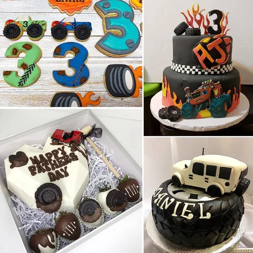 Vista 2 de Molde redondo 3D para fondant para neumáticos, moldes de silicona para rueda de camión, 4 piezas, para decoración de pasteles, proceso de azúcar