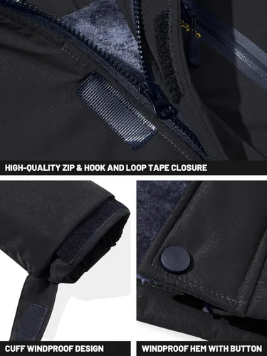 Vista 5 de TACVASEN Chaquetas de esquí de invierno para hombre, abrigos de vellón impermeables con aislamiento térmico para snowboard, parka con capucha