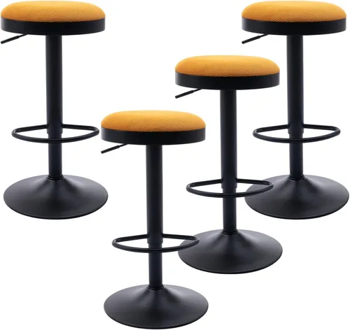 Vista 28 de Taburetes de bar sin espalda, juego de 2 taburetes de bar redondos ajustables para encimera de cocina, taburete giratorio de altura de barra, silla