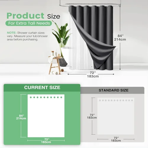 Vista 518 de Cortina de ducha de tela Dynamene verde oscuro - Cortinas de baño de tela de nido de abeja texturizadas resistentes, juego de cortinas de baño