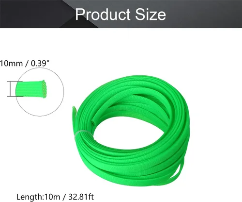 Vista 2 de Othmro Funda de cable trenzado flexible de PET de 32.8 pies de ancho de 0.39 pulgadas de ancho, funda de malla de alambre flexible para TV, audio