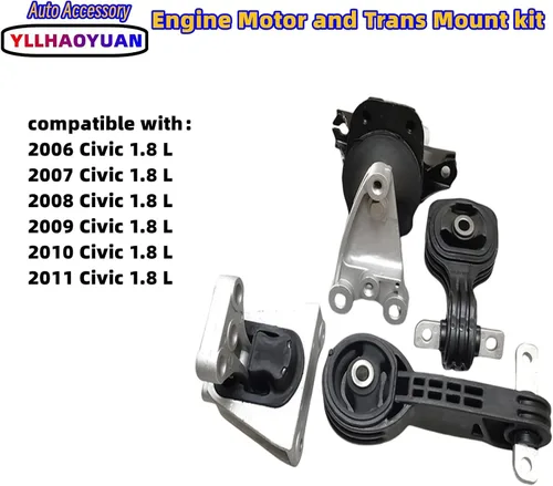 Vista 2 de Soporte de motor y transversal de 4 piezas compatible con Civic 1.8L de 2006, 2007, 2008, 2009, 2010, 2011 de repuesto para A4546 A4530 A4534 A4543