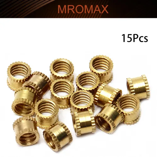 Vista 4 de MroMax Tuercas de inserción moleteadas de 1/4 pulgadas, 1/4 pulgadas -0.787 x 0.236 in de alto x 0.315 in (OD), tuercas de inserción moleteadas