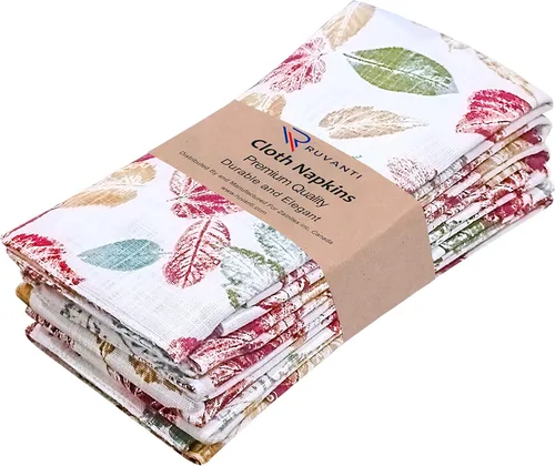 Vista 52 de Ruvanti Juego de 6 servilletas de tela, 18 x 18 pulgadas, 100% algodón, lavables, suaves y absorbentes, perfectas para bodas, Navidad, cenas