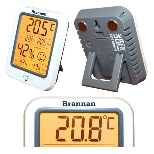 Vista 7 de Brannan Termómetro digital para habitación, higrómetro, medidor de humedad interior, temperatura precisa, grabación máxima, mínimo