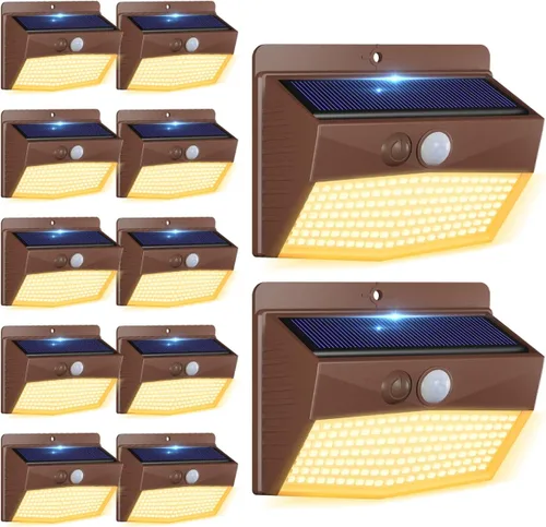 Vista 33 de Peasur Luces solares para exteriores, [138 LED/8 paquetes] Luz de pared de seguridad con sensor de movimiento solar con 3 modos de iluminación