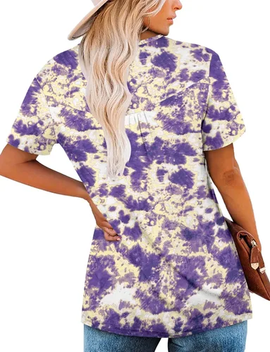 Vista 4 de ROSELINLIN - Camisas de manga corta para mujer, ajuste holgado, tops de verano para leggings